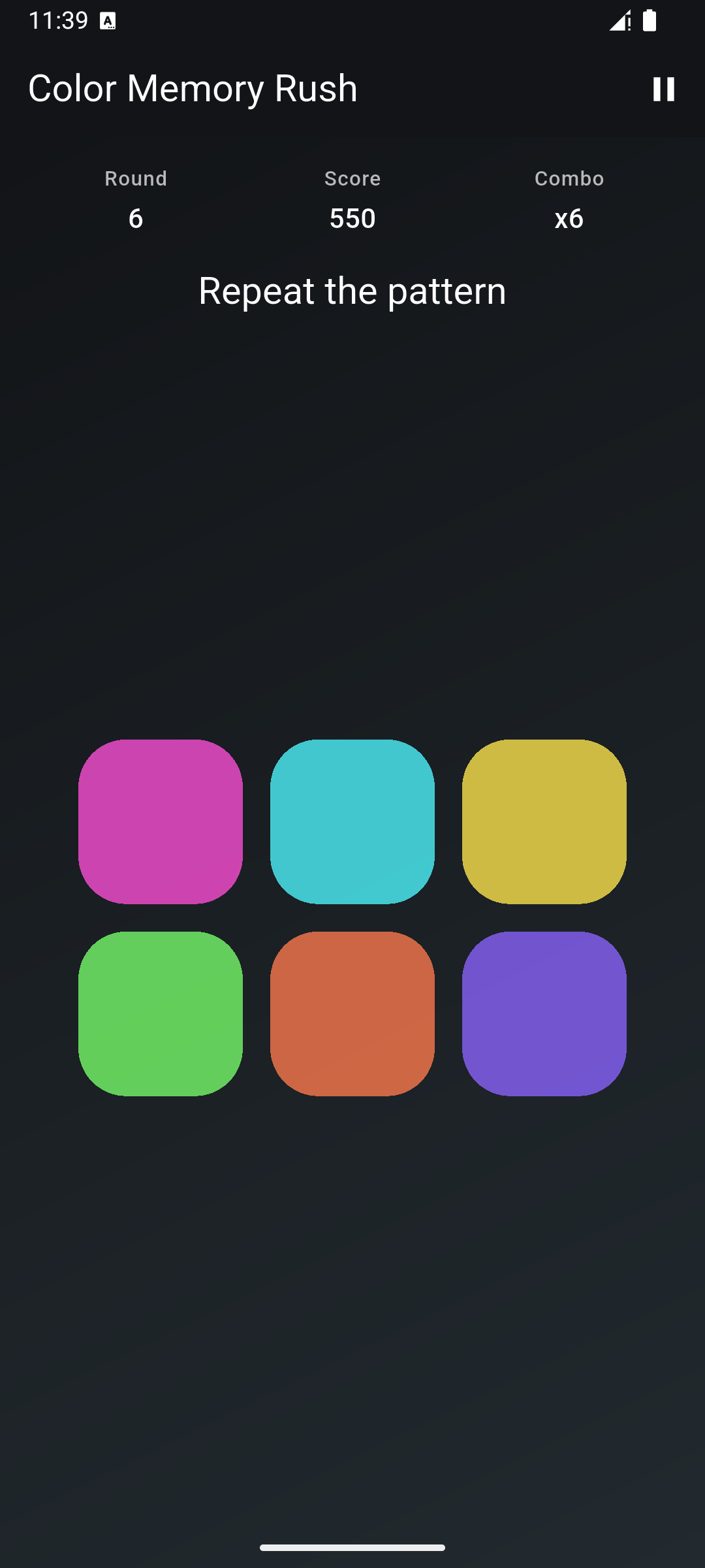 Color Memory Rush placeholder screenshot: Repeat The Pattern