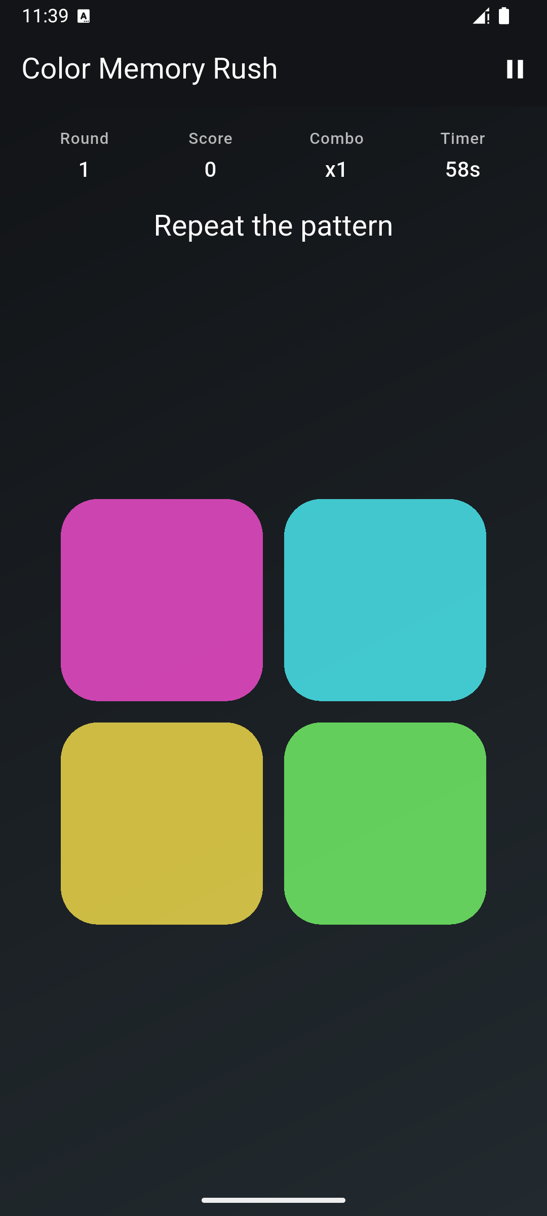 Color Memory Rush placeholder screenshot: Timed Challenge