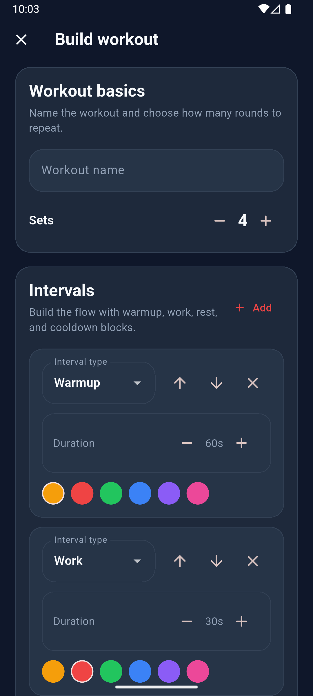 HIIT Timer placeholder screenshot: Twórz swoje interwały