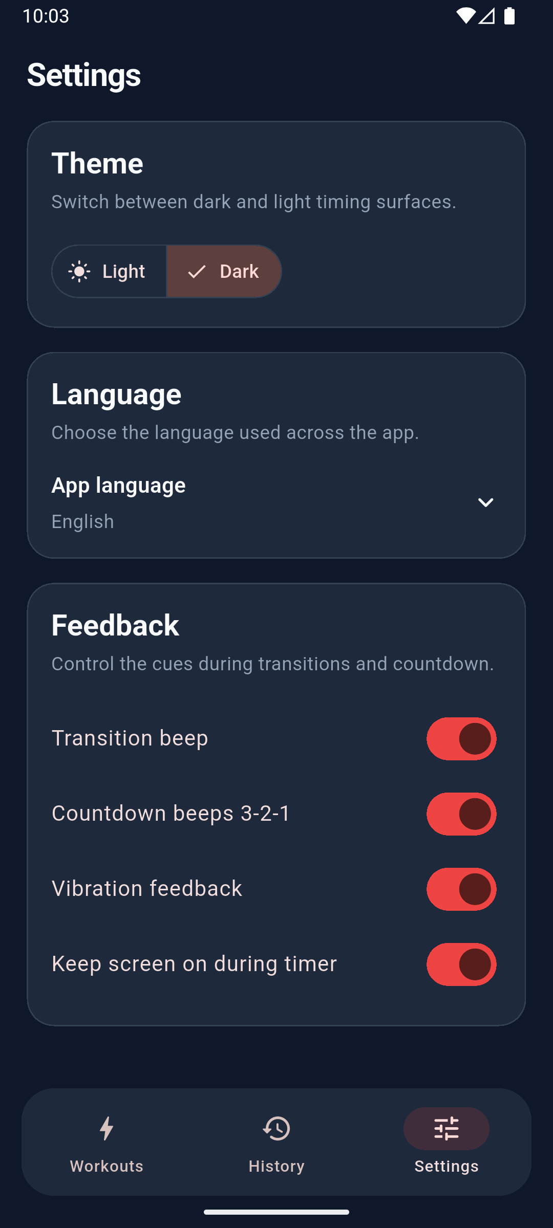 HIIT Timer placeholder screenshot: Pełna kontrola