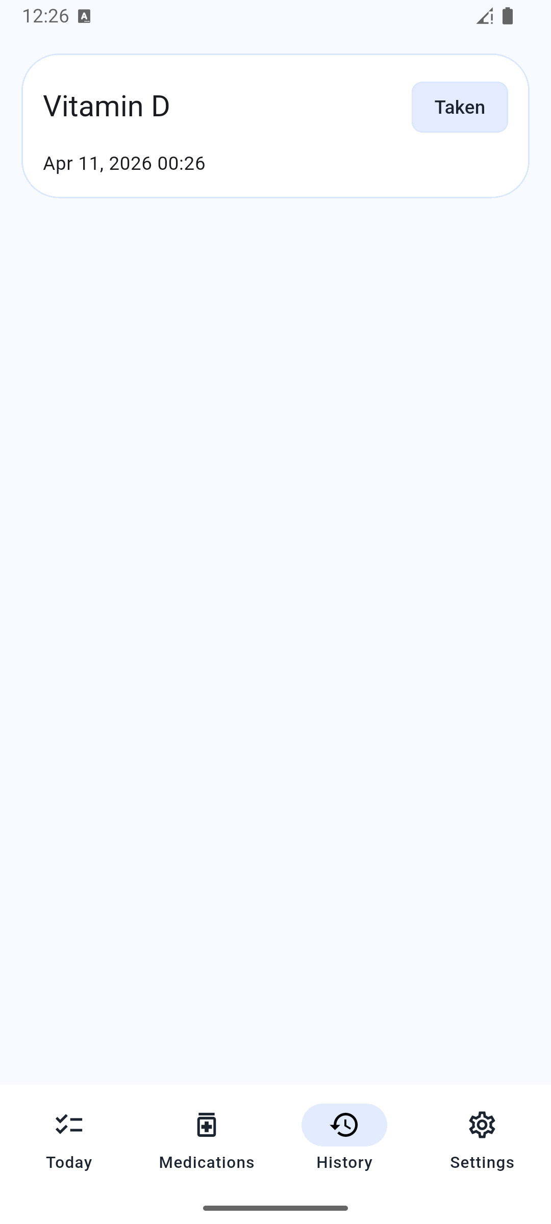 Medication Reminder Lite placeholder screenshot: Verlauf im Blick