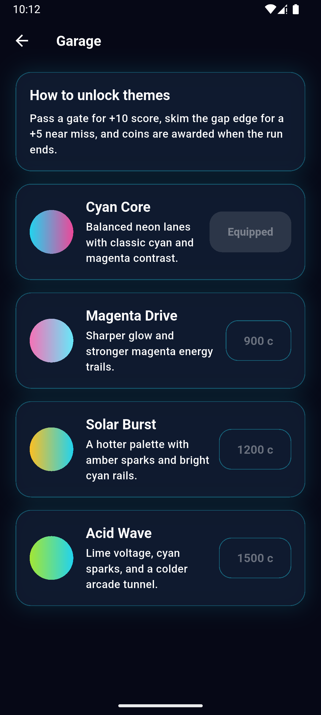 Neon Drift placeholder screenshot: Neon-Stil freischalten
