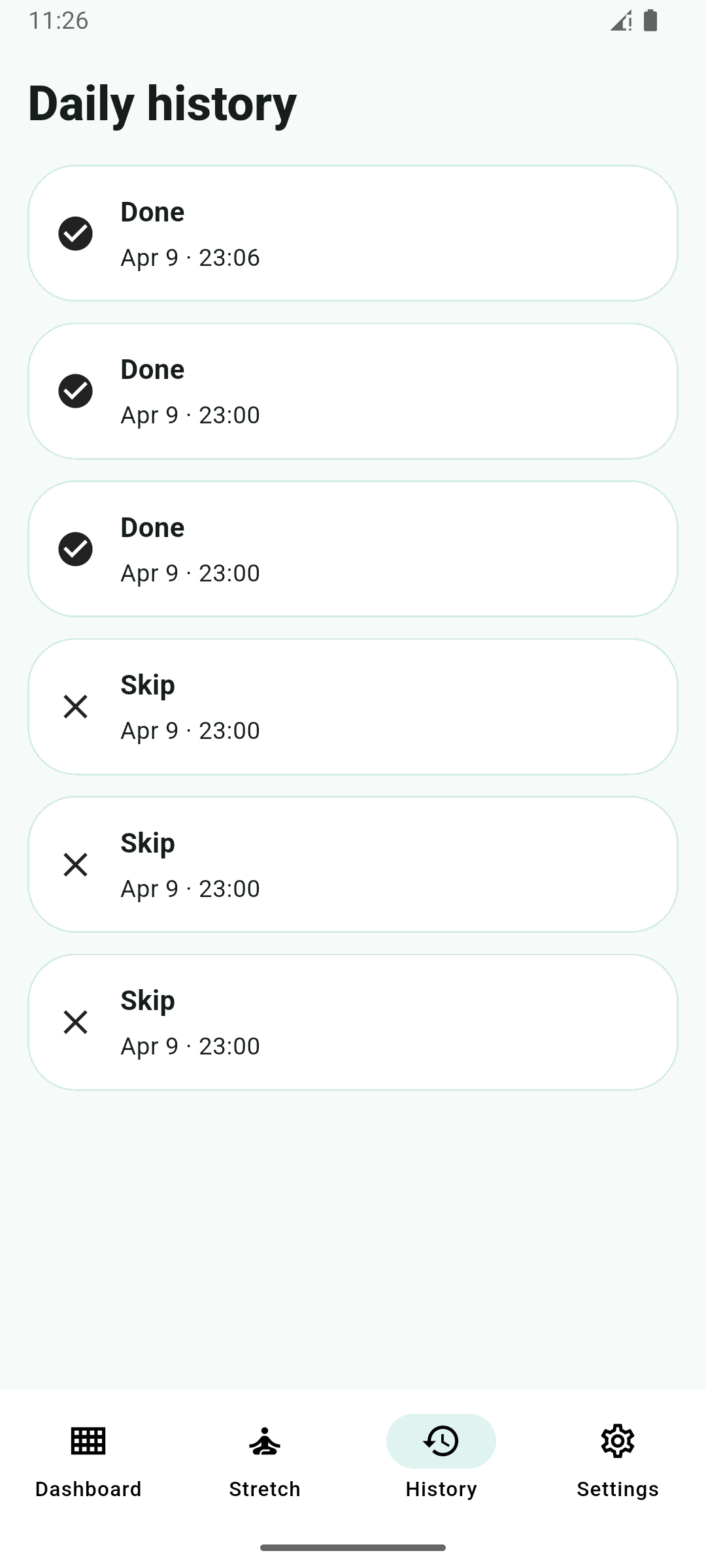 Stretch Break Reminder placeholder screenshot: Verfolge deinen Tagesfortschritt