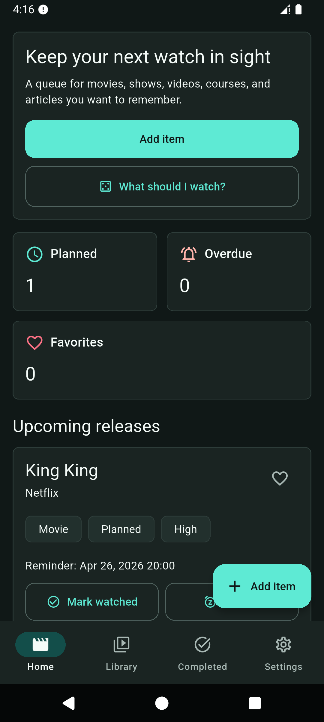 Watch Later placeholder screenshot: Keep your next watch in sight